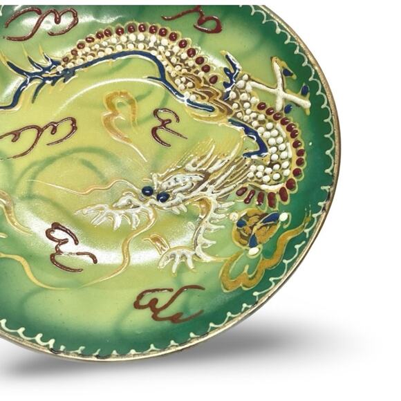 Vintage Japanese Moriage Green Dragon Ware cup saucer replacement - Picture 3 of 3